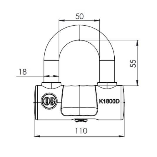 CANDADO ODIS BICICLETA U LOCK K1800D CON CADENA 10 MM X 1.1 M LLAVE DISCO - 4