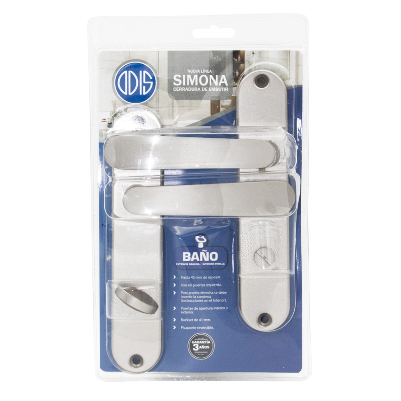 CERRADURA ODIS EMBUTIR SIMONA 7040 BAÑO - PLATA - 5