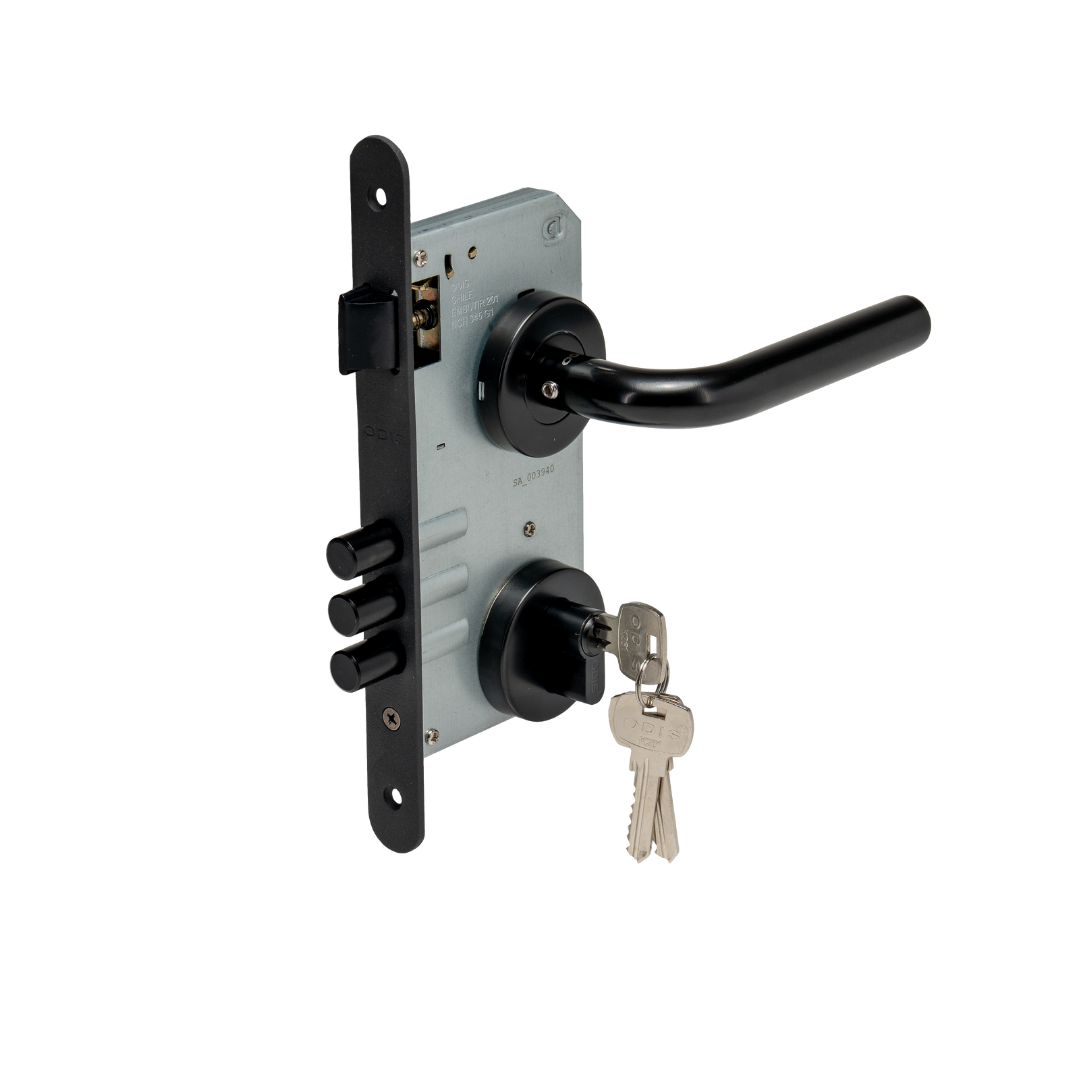 SET ODIS ACCESO CERRADURA EMBUTIR 201 + MANILLA 9380 NEGRO - 2