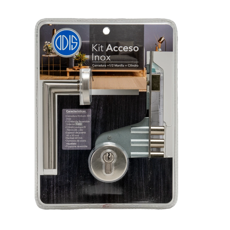 SET ODIS ACCESO CERRADURA EMBUTIR 201 + MANILLA 9480 PLATA - 4