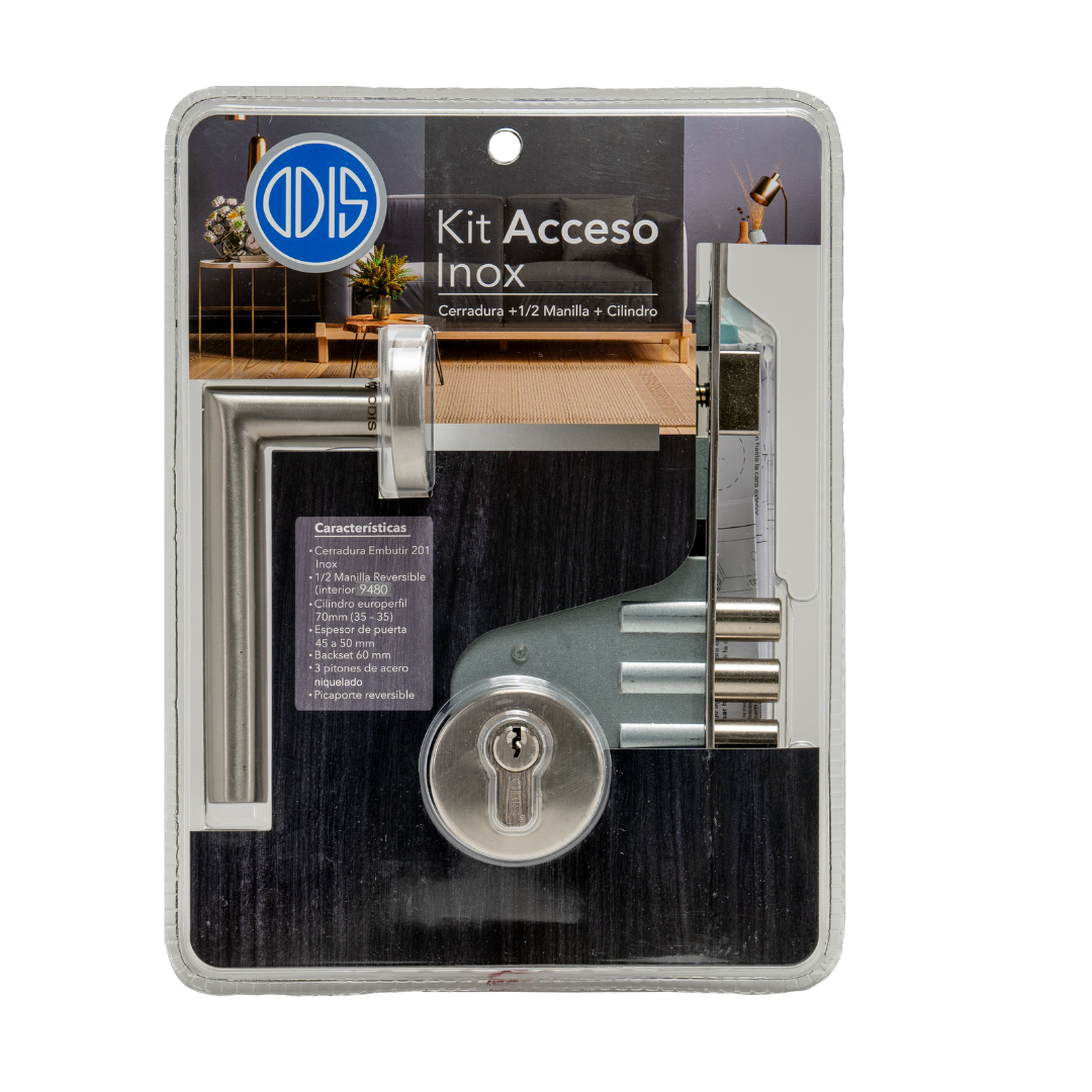 SET ODIS ACCESO CERRADURA EMBUTIR 201 + MANILLA 9480 PLATA - 4