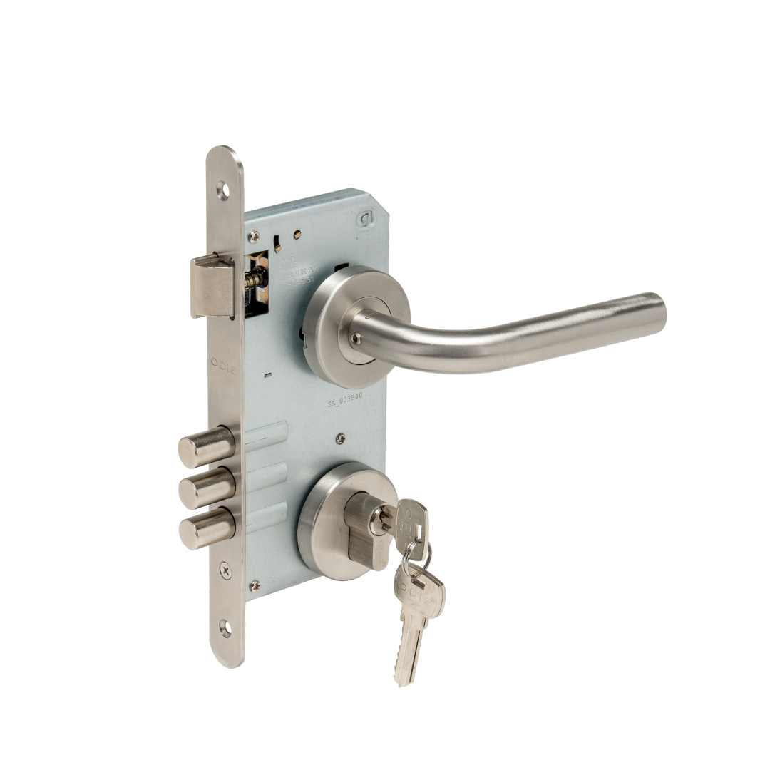 SET ODIS ACCESO CERRADURA EMBUTIR 201 + MANILLA 9380 PLATA - 2