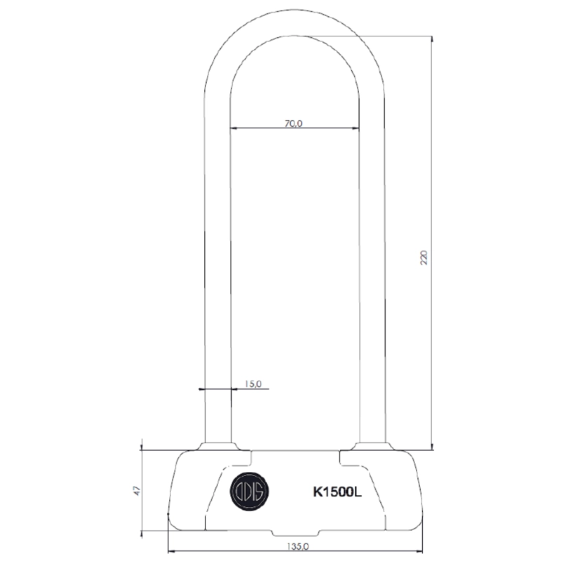PACK ODIS CANDADO BICICLETA U LOCK K1500L LLAVE MAPA+CABLE 10MX1.2M - 2