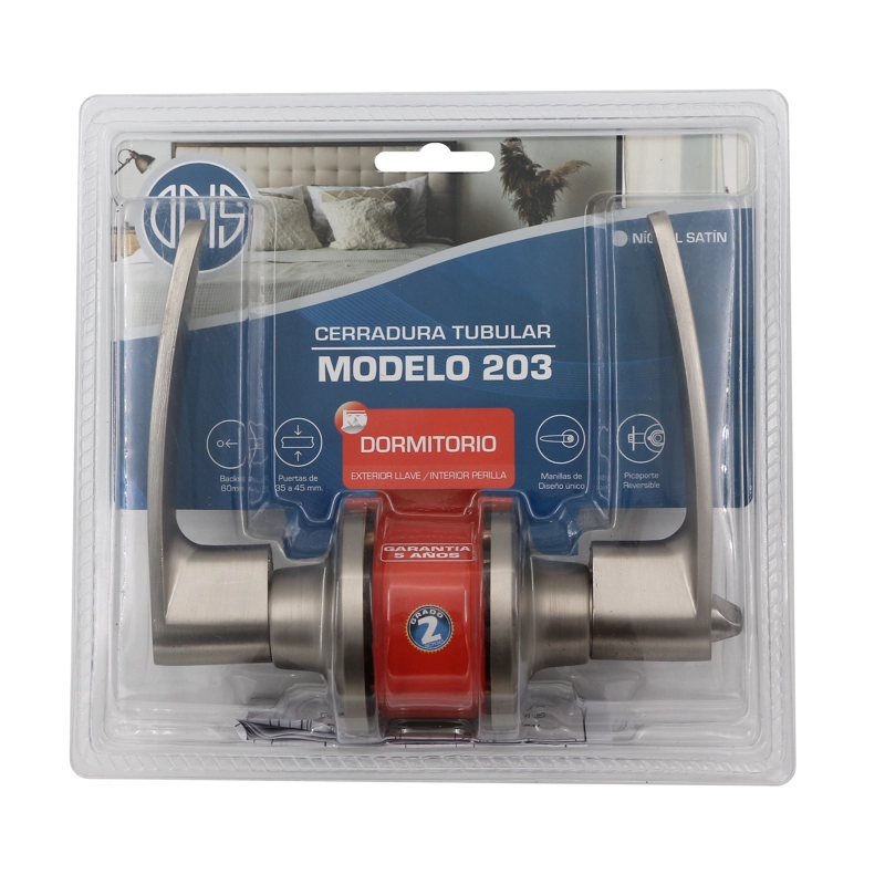 CERRADURA TUBULAR CON MANILLA ODIS 203 DORMITORIO - PLATA - 5