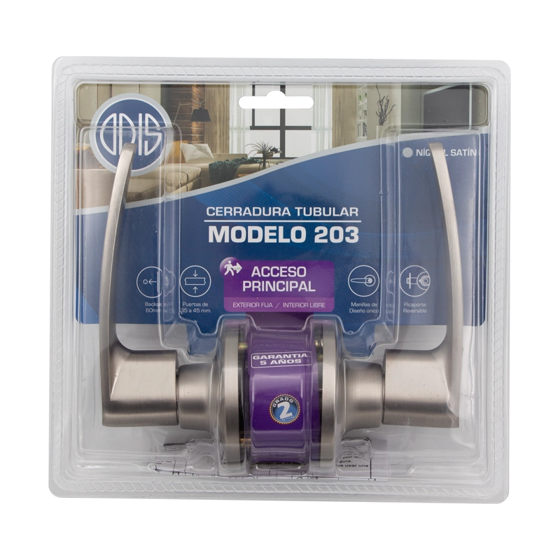 CERRADURA TUBULAR CON MANILLA ODIS 203 ACCESO - PLATA - 5