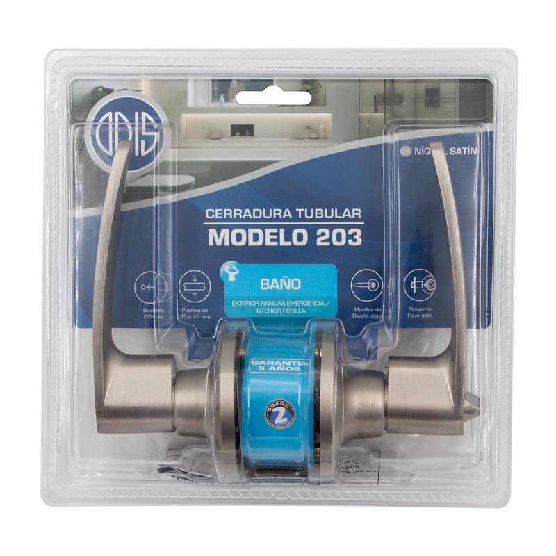 CERRADURA TUBULAR CON MANILLA ODIS 203 BAÑO - PLATA - 6