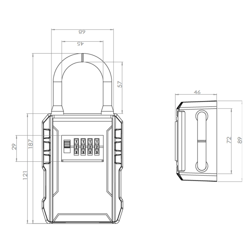CAJA ODIS GUARDA LLAVES L GANCHO COMBINACIÓN 120 X 89 X 44 - 4