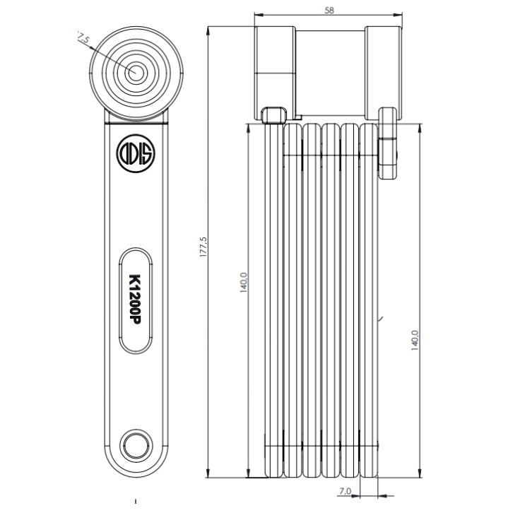 CANDADO ODIS BICICLETA PLEGABLE K1200P LLAVE MAPA - 4