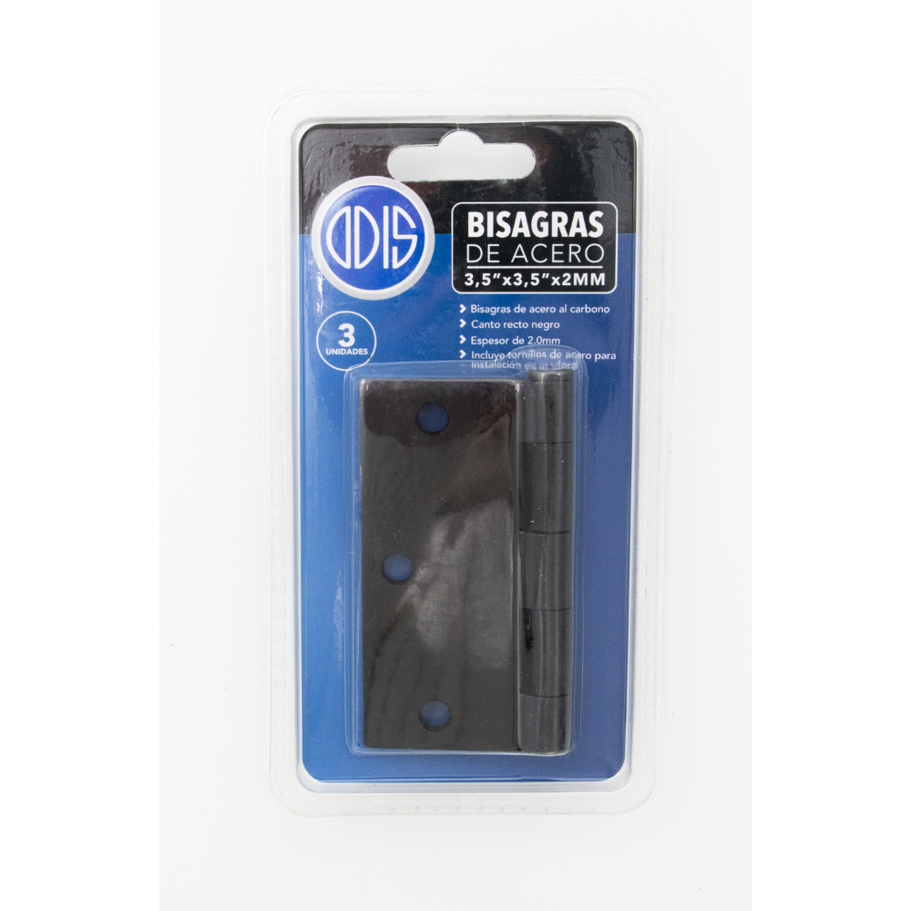 PACK X3 ODIS BISAGRA ACERO 3.5” X 3.5”X 2.0 MM C RECTO NEGRO - 1