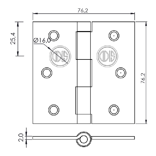 PACK X3 ODIS BISAGRA ACERO 3.5” X 3.5”X 2.0 MM C RECTO NEGRO - 2