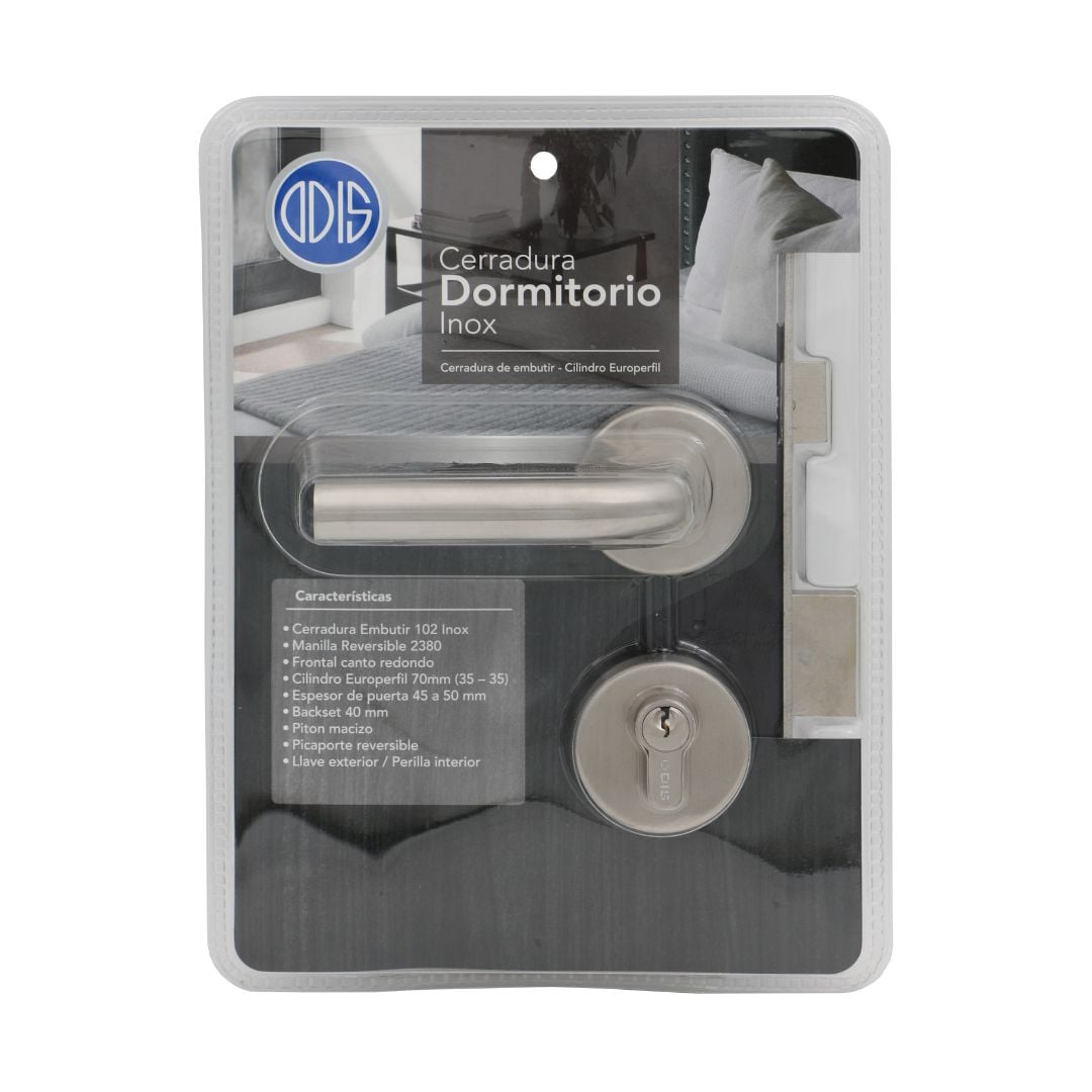 CERRADURA EMBUTIR ODIS 102 DORMITORIO MANILLA 2380 (45-50) - PLATA - 2