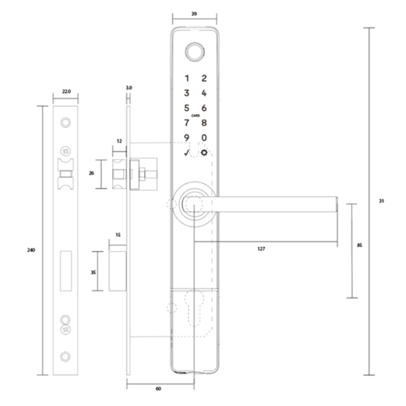 CERRADURA DIGITAL INTELIGENTE ODIS 8900 CONECTABLE WIFI - 8