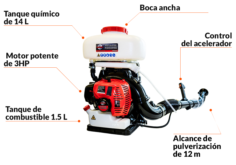 FUMIGADOR TOMAHAWK POWER TMD14 PULVERIZADOR CON MOTOR TURBO 12M ALCANCE - 2