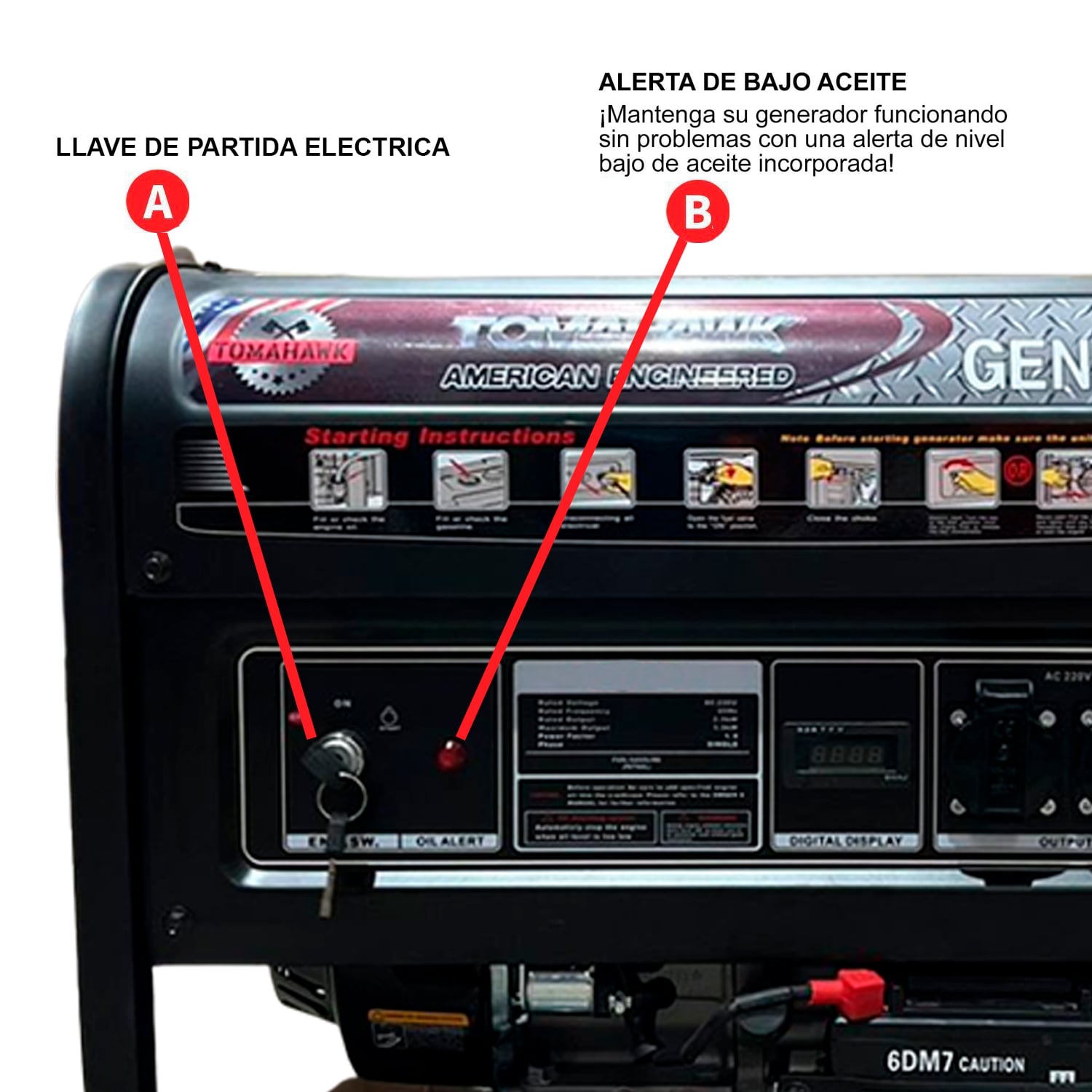 GENERADOR ELE CTRICO 3500W TOMAHAWK POWER PARTIDA ELE CTRICA - 2