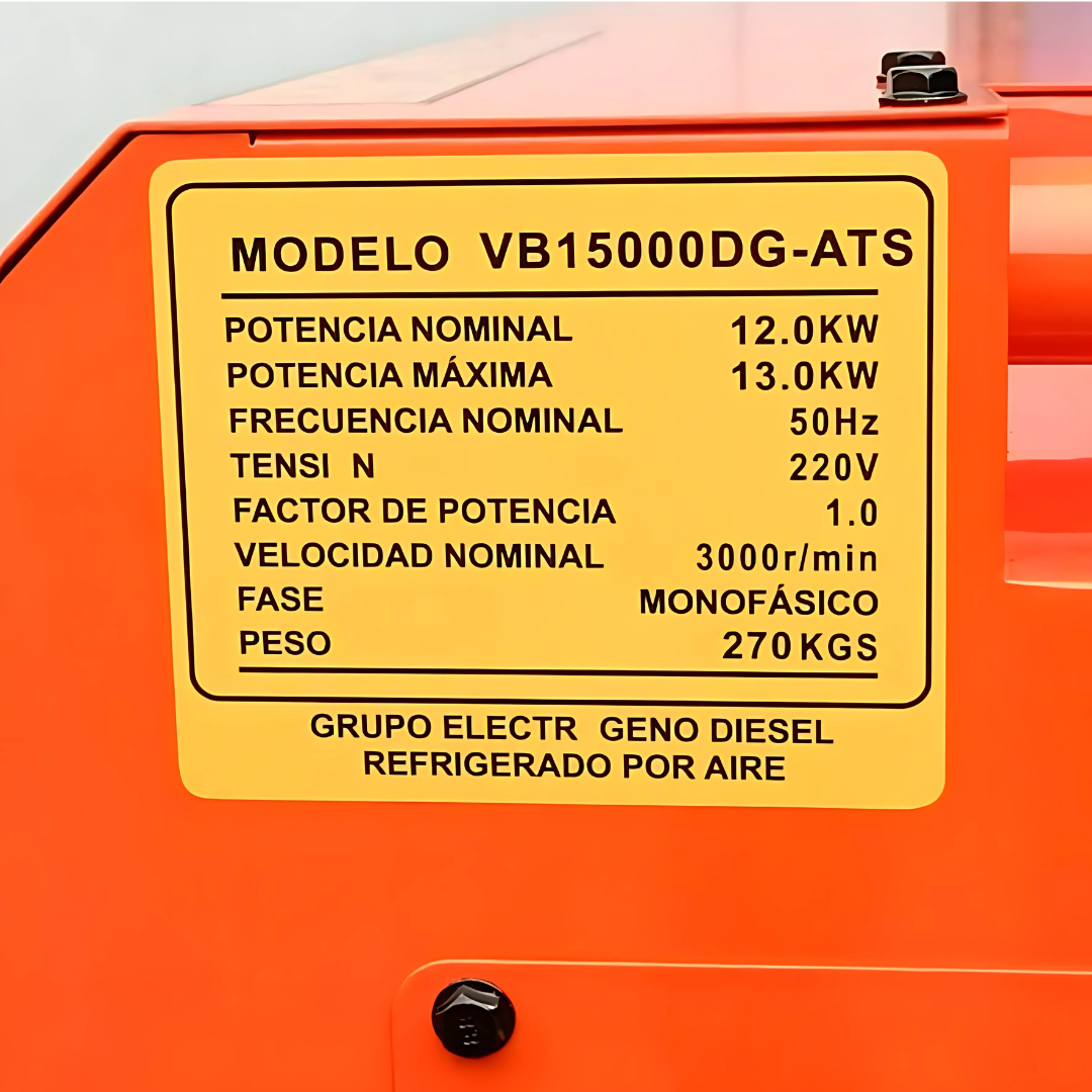GENERADOR ELÉCTRICO 12000W A DIESEL INSONORIZADO MONOFASICO AUTOMÁTICO - 7