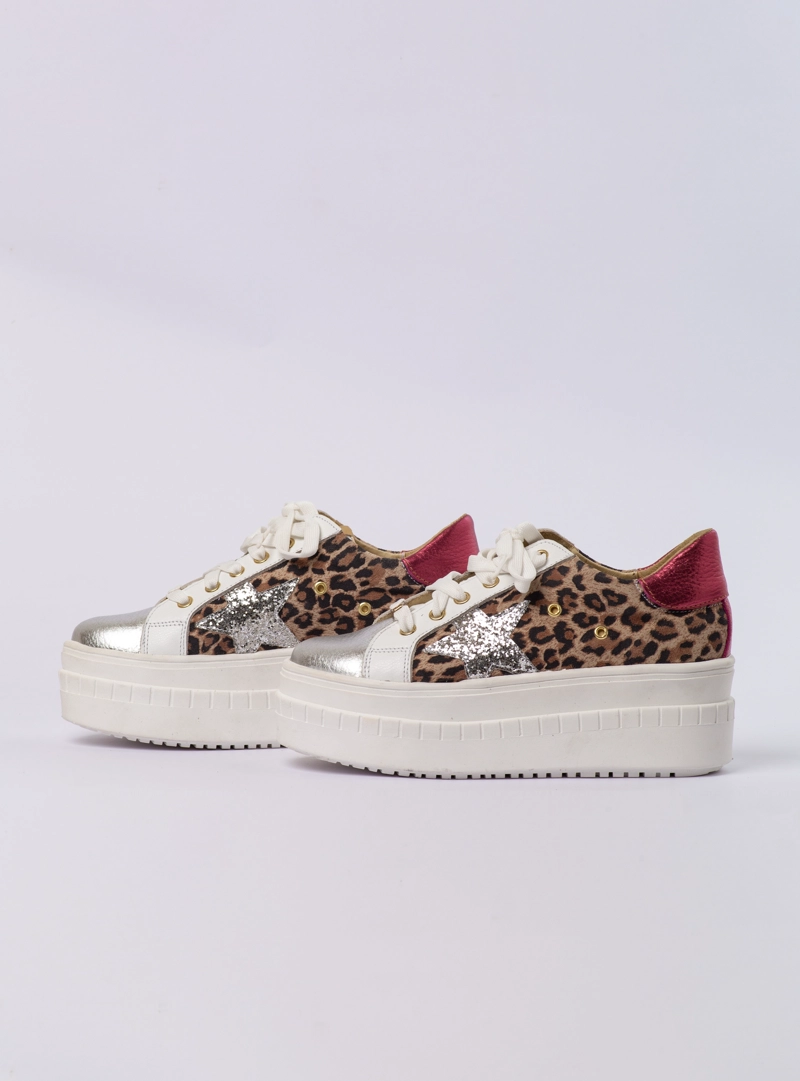 ZAPATILLA BIMBA FUCSIA PRINT PLATA EXOTICA - 5