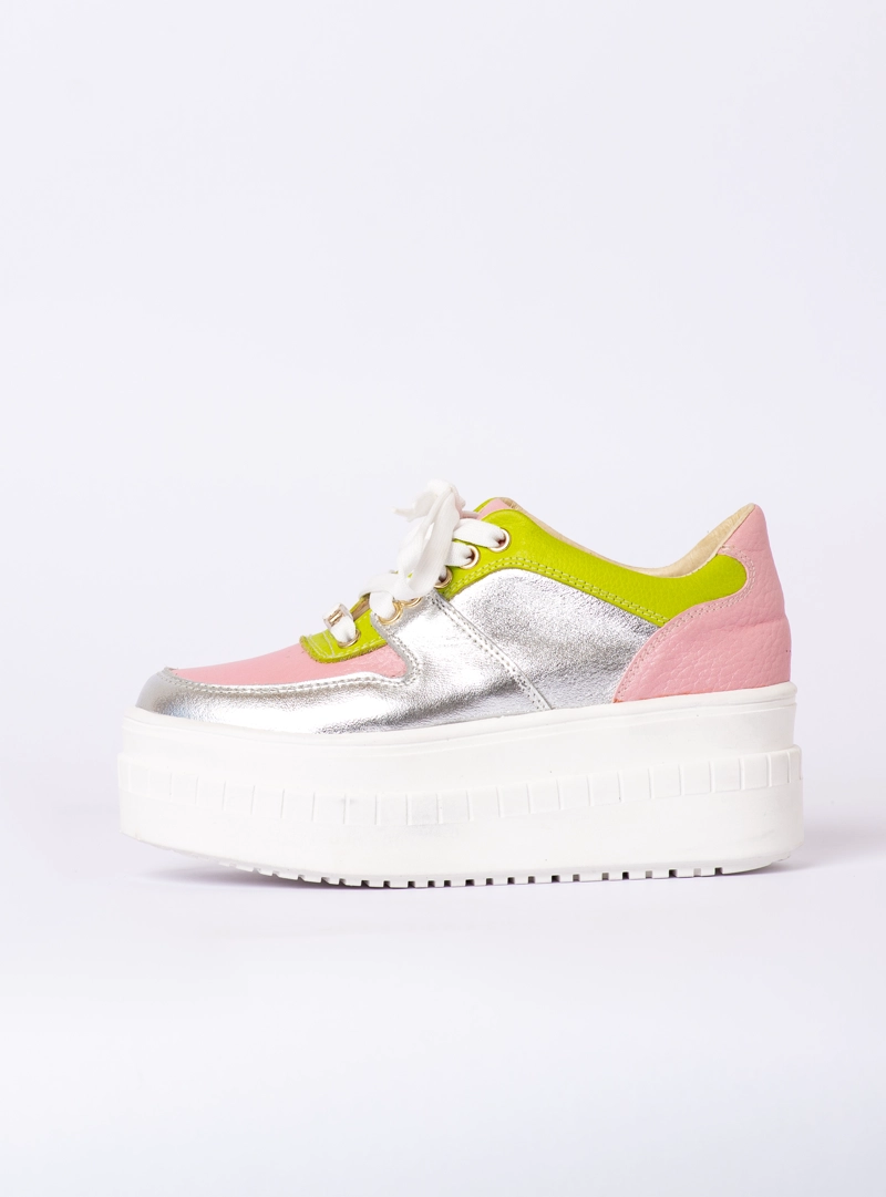 ZAPATILLA KIRA ROSA PLATA VERDE EXOTICA - 5
