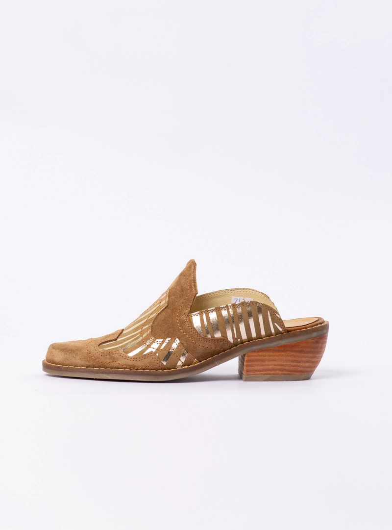 PUNTILLA SCARLET TAUPE CEBRA DORADO EXOTICA - 6