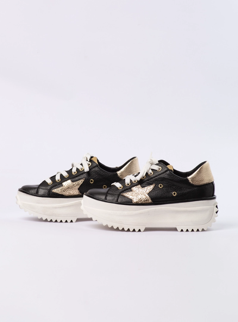 ZAPATILLA STELLA NEGRO DORADO EXOTICA - 5