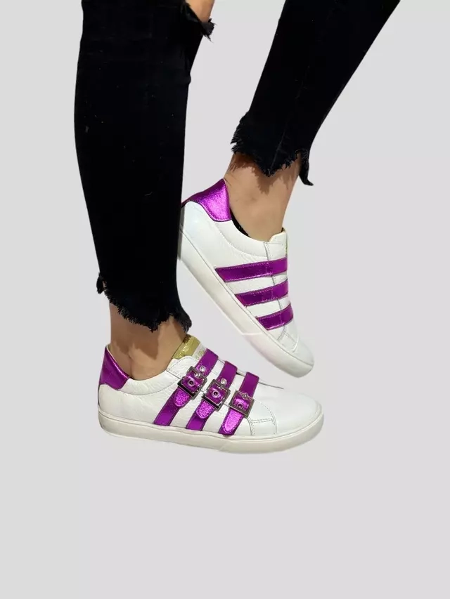 ZAPATILLA GILY BLANCO VIOLETA EXOTICA - 1