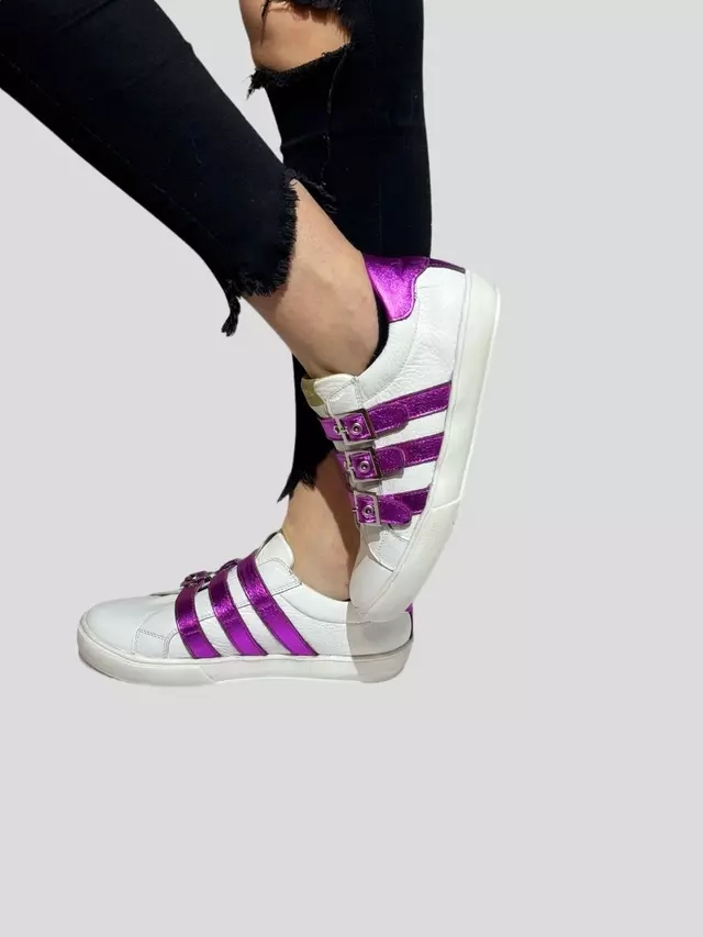 ZAPATILLA GILY BLANCO VIOLETA EXOTICA - 2