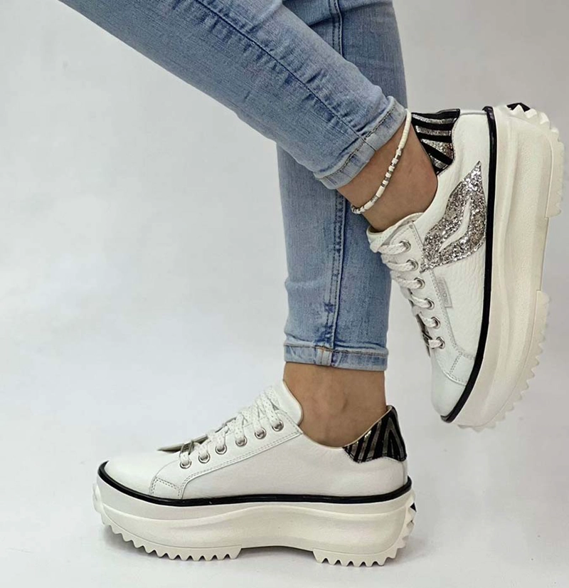 ZAPATILLA KEYLA BLANCO CEBRA GLITTER EXOTICA - 1