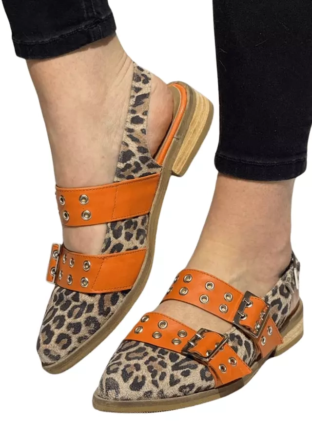 PUNTILLA ELBA ANIMAL PRINT CORREA NARANJA EXOTICA - 1