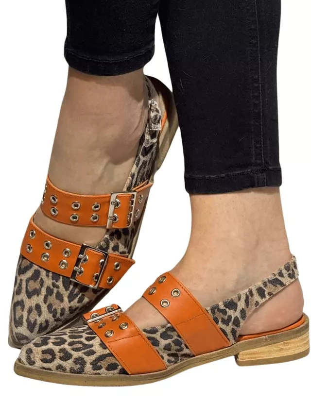 PUNTILLA ELBA ANIMAL PRINT CORREA NARANJA EXOTICA - 3
