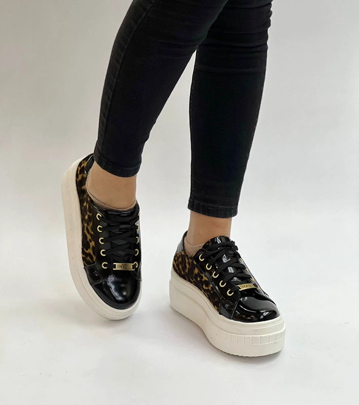 ZAPATILLA WESTON CHAROL NEGRO Y ANIMAL PRINT EXOTICA - 2