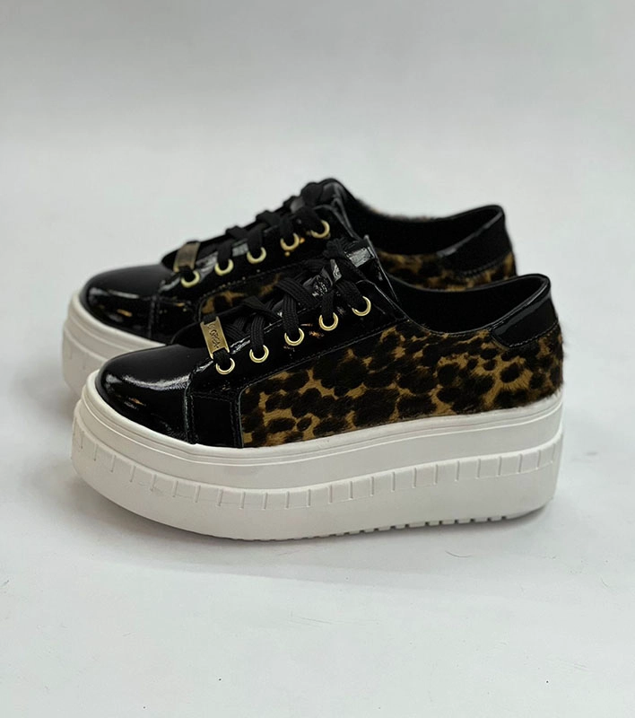 ZAPATILLA WESTON CHAROL NEGRO Y ANIMAL PRINT EXOTICA - 3
