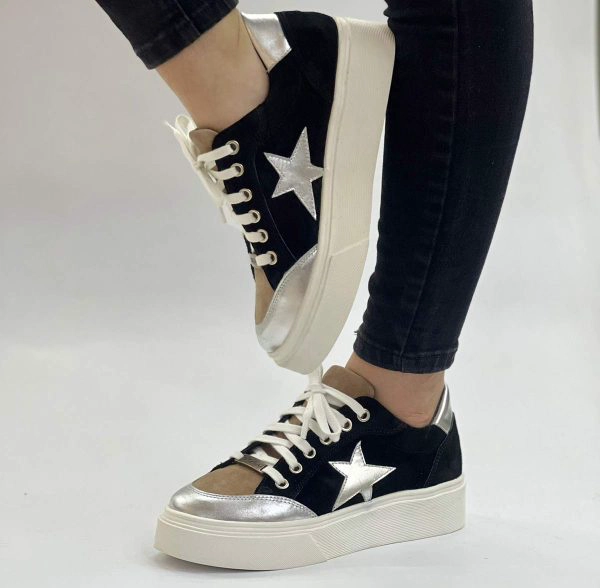 ZAPATILLA MISTO RENO NEGRO Y VISON EXOTICA - 2