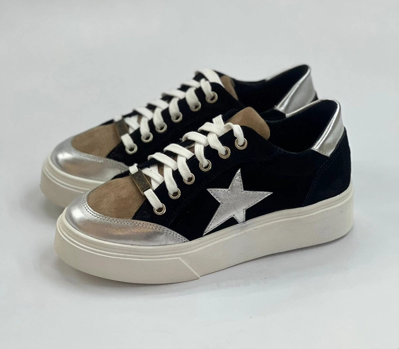 ZAPATILLA MISTO RENO NEGRO Y VISON EXOTICA - 3