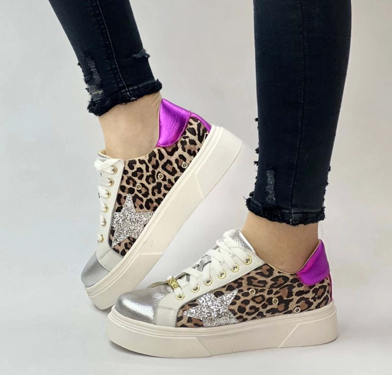 ZAPATILLA MANE ANIMAL PRINT/PLATA/FUCSIA EXOTICA - 1