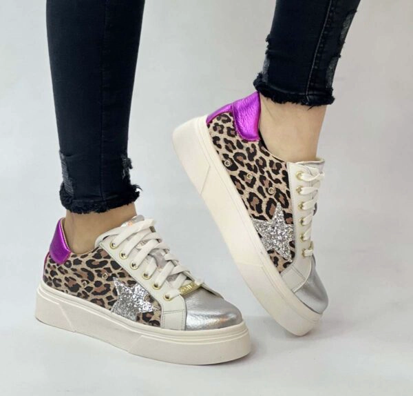 ZAPATILLA MANE ANIMAL PRINT/PLATA/FUCSIA EXOTICA - 2