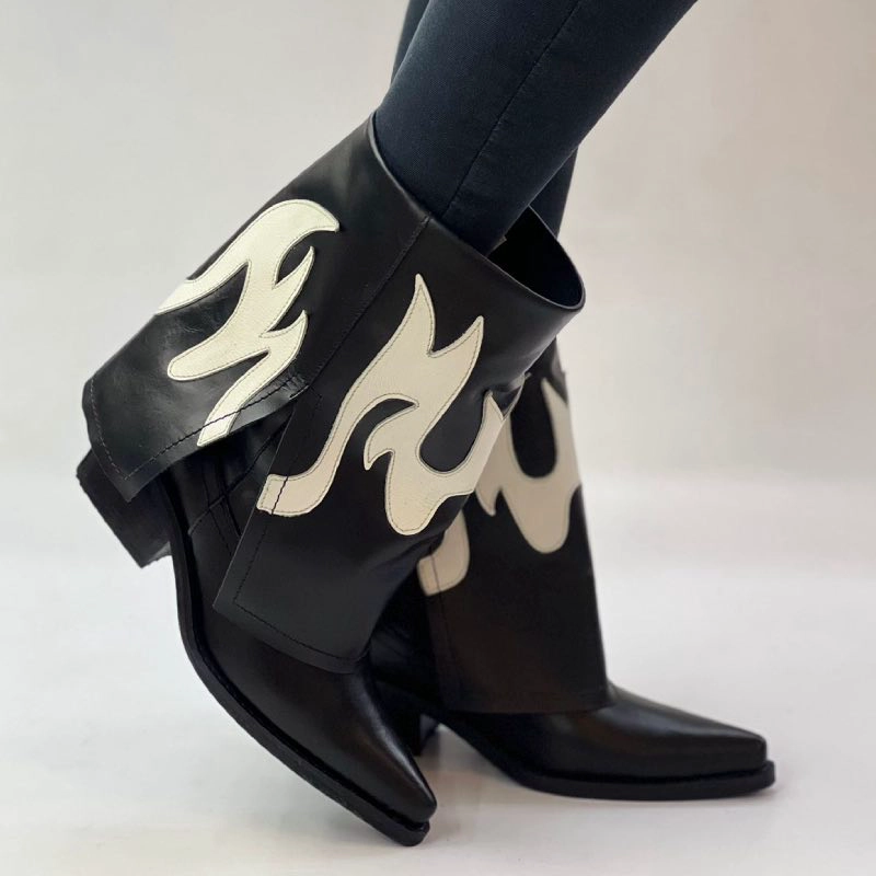 BOTA TESSA NEGRO MARFIL EXOTICA - 2