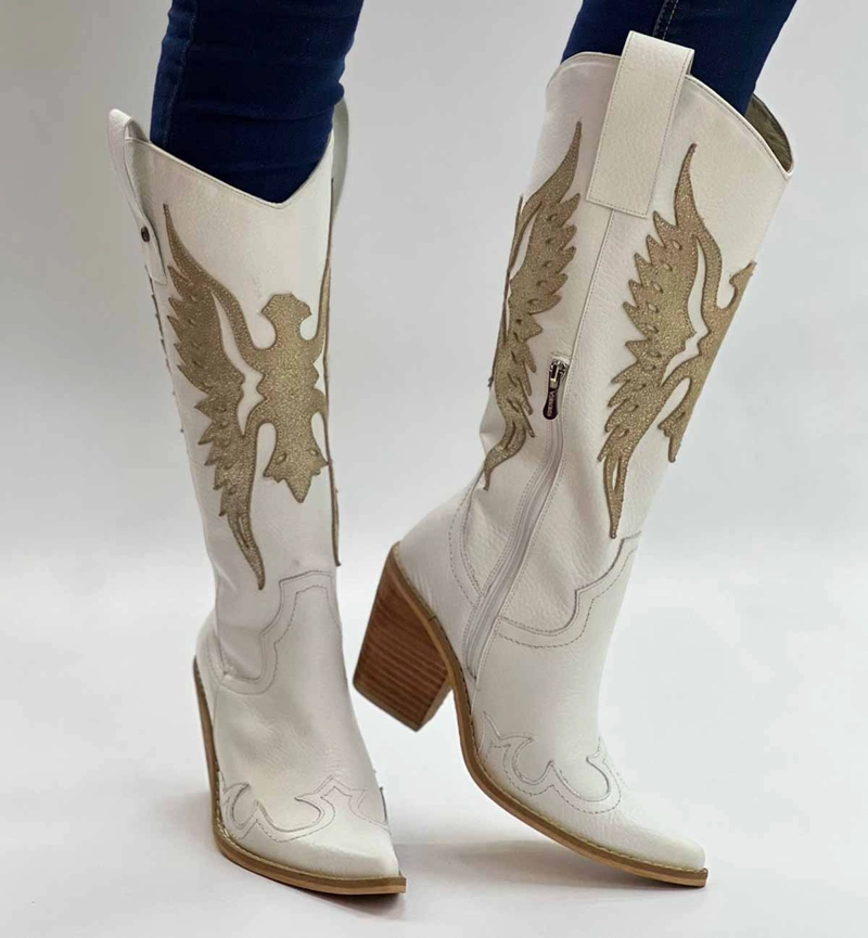 BOTA WEST BLANCO DORADO EXOTICA - 2