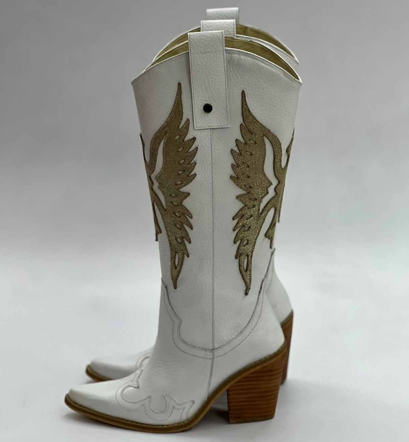 BOTA WEST BLANCO DORADO EXOTICA - 3
