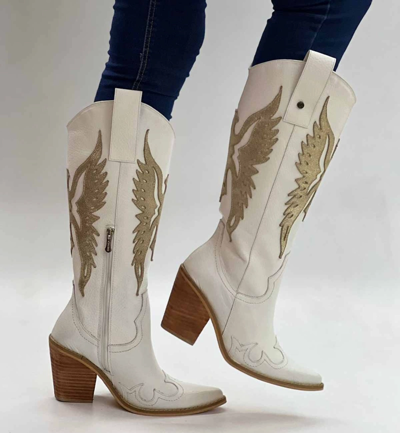 BOTA WEST BLANCO DORADO EXOTICA - 4