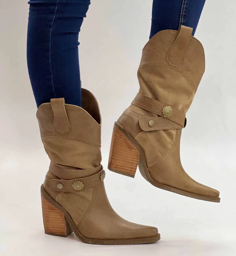 BOTA LETTY RENO VISON TAUPE EXOTICA - 1
