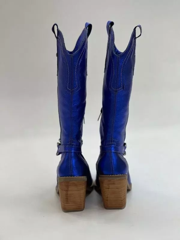 BOTA LILIA AZUL METALIZADO EXOTICA - 3
