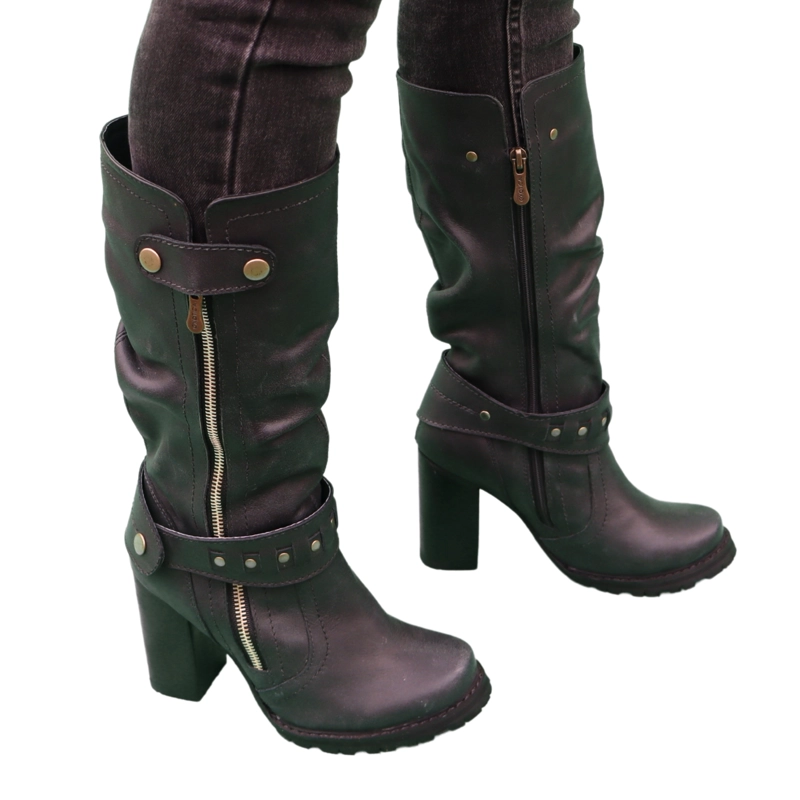 BOTA LINA CUERO NEGRO COMPLETA EXOTICA - 1
