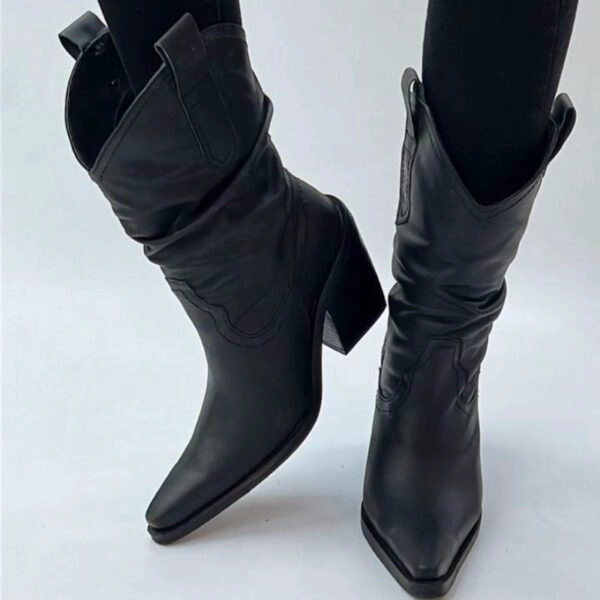 BOTA LUNA CUERO NEGRO EXOTICA - 3
