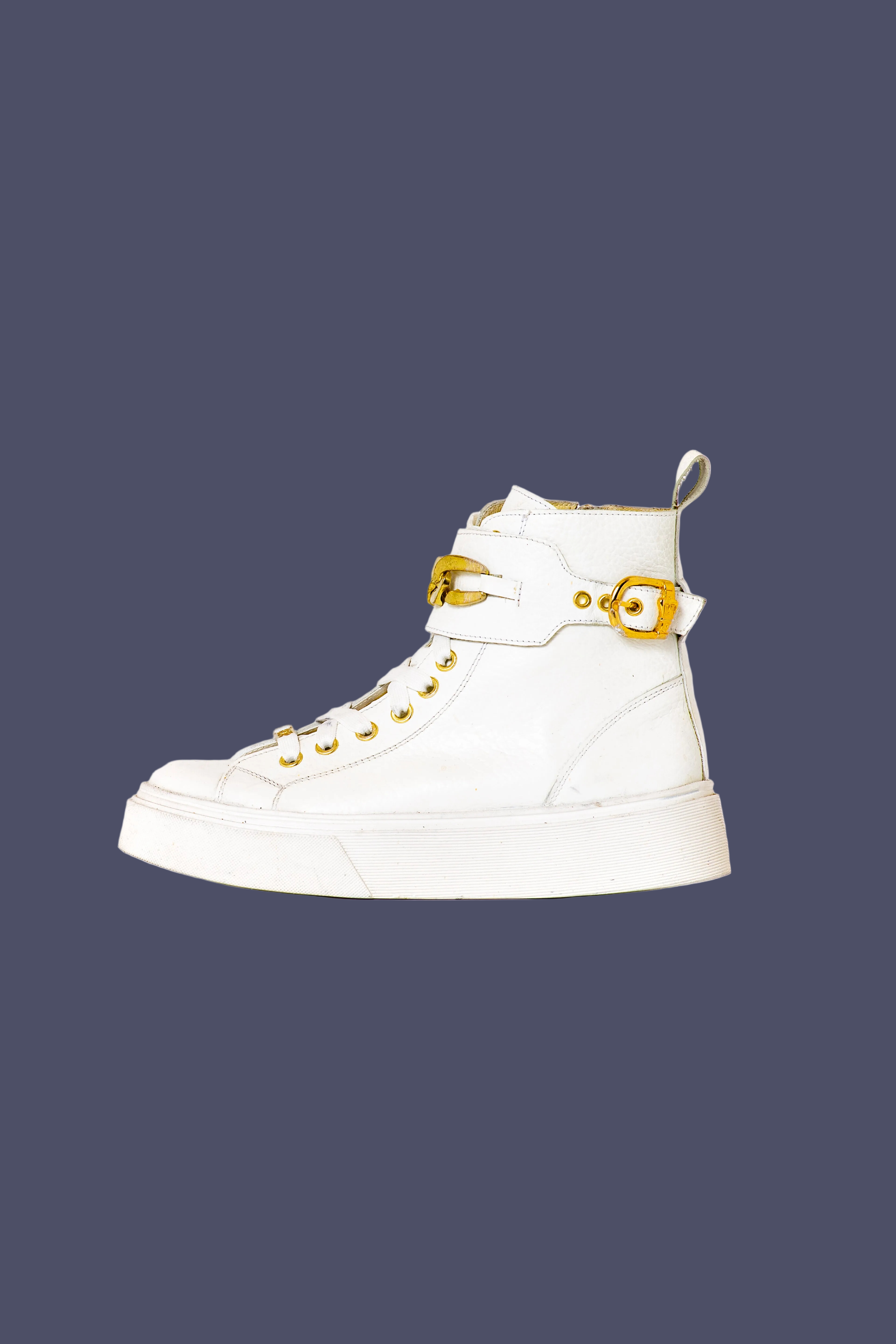 ZAPATILLA JULIA BLANCA CADENA DORADO EXOTICA - 2