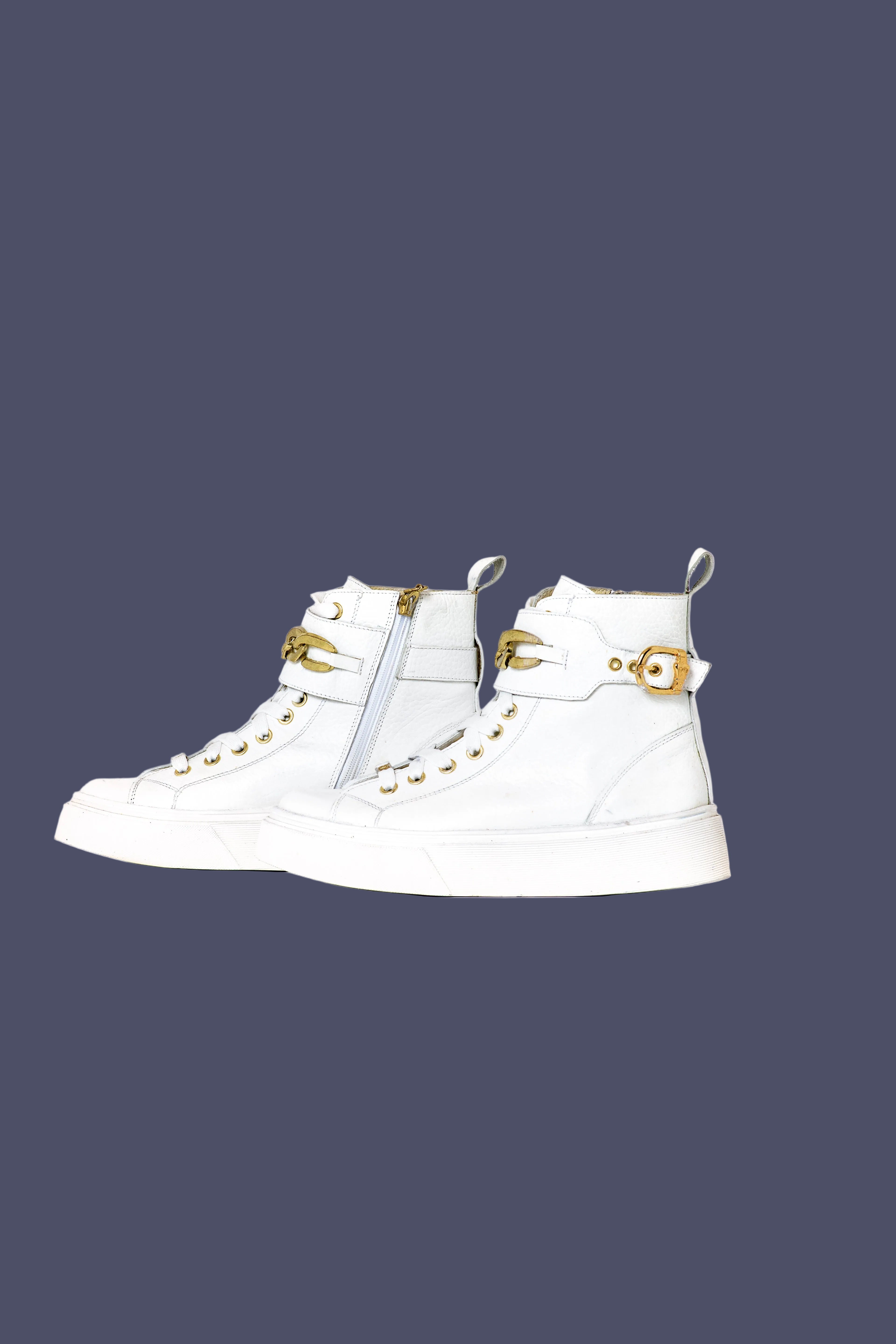 ZAPATILLA JULIA BLANCA CADENA DORADO EXOTICA - 3