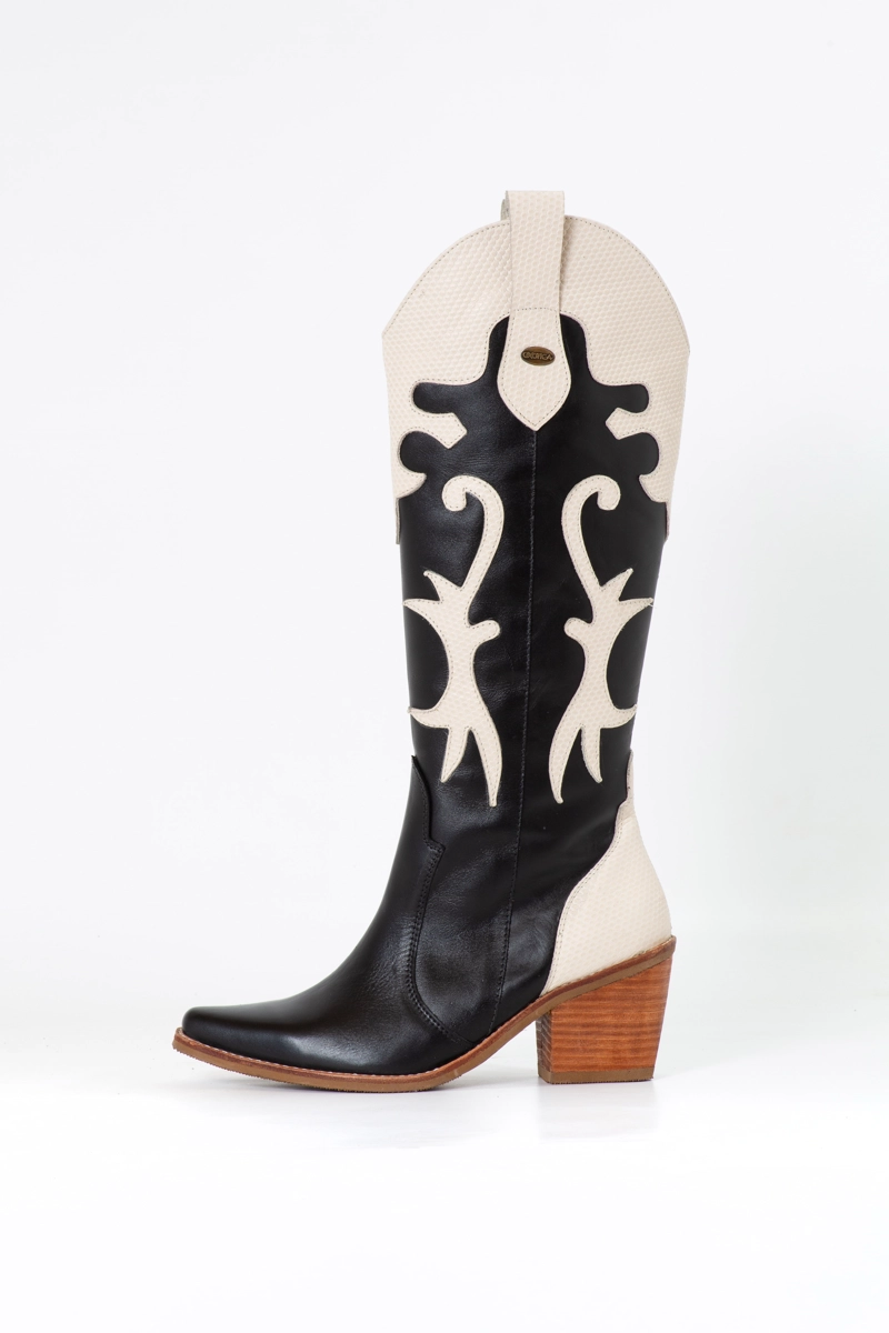 BOTA REGINE NEGRO MARFIL VIBORA EXOTICA - 2