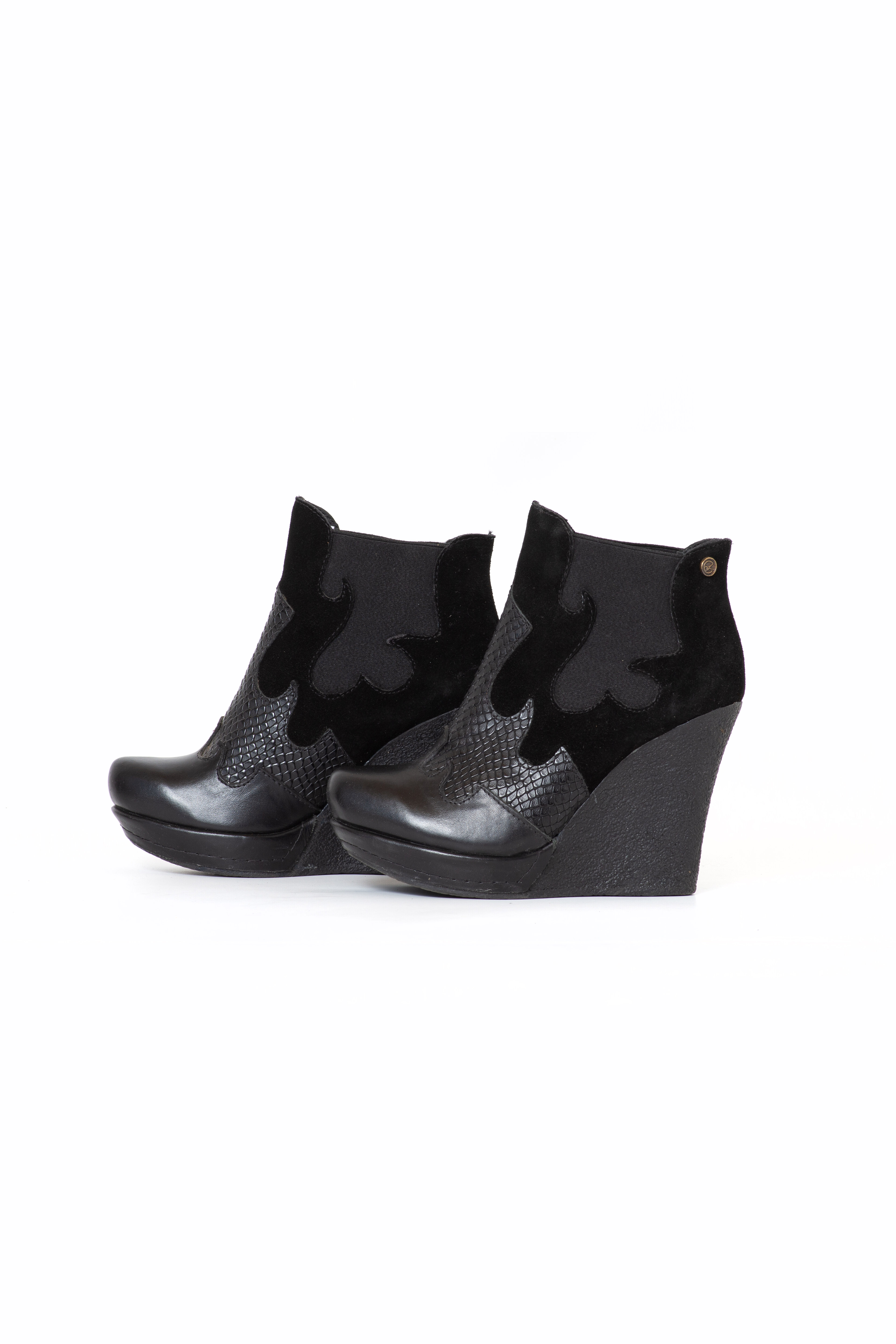 BOTIN TAMARA NEGRO VIBORA Y RENO EXOTICA - 3