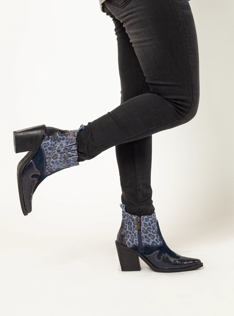 BOTIN ALMA ANIMAL PRINT AZUL EXOTICA - 2