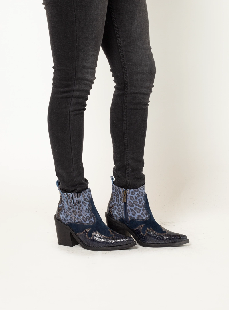 BOTIN ALMA ANIMAL PRINT AZUL EXOTICA - 3