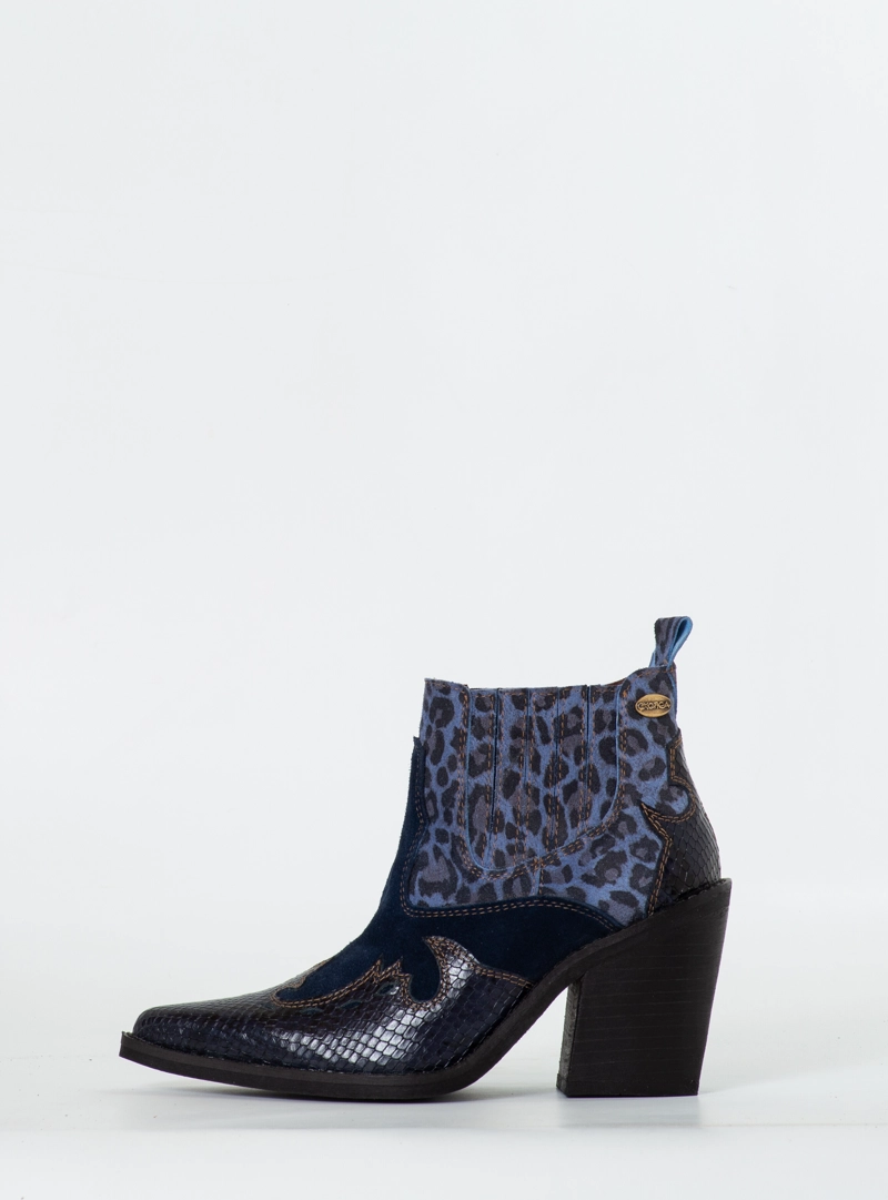BOTIN ALMA ANIMAL PRINT AZUL EXOTICA - 5