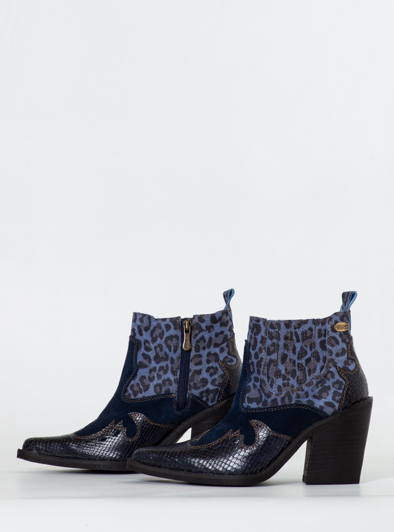 BOTIN ALMA ANIMAL PRINT AZUL EXOTICA - 6